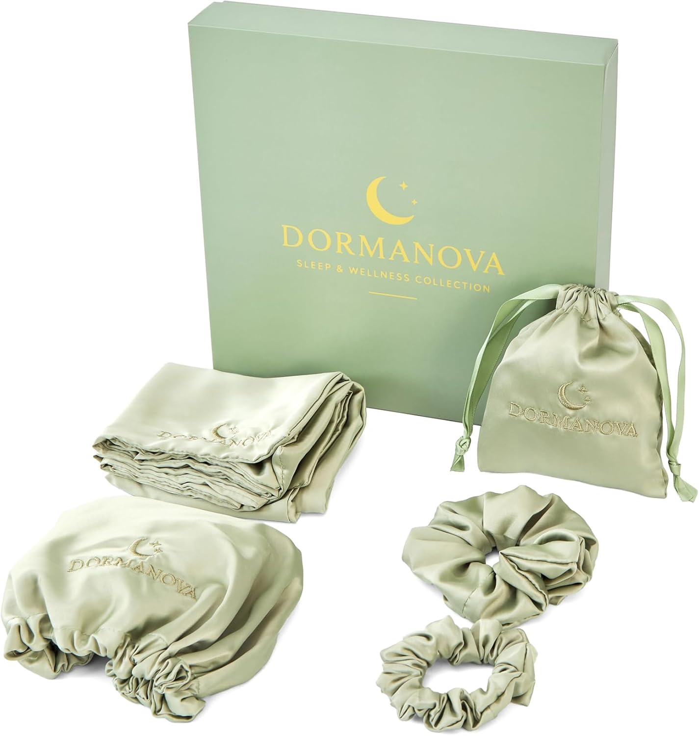Luxury Skincare Gift Box - Luxuriöses Satin-Schlafset – Satin-Kissenbezug, Schlafmaske, Haube,